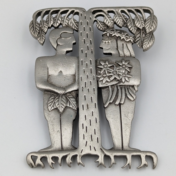Collectible Vintage JJ Jonette Adam And Eve Brooch Pin - Picture 2 of 8